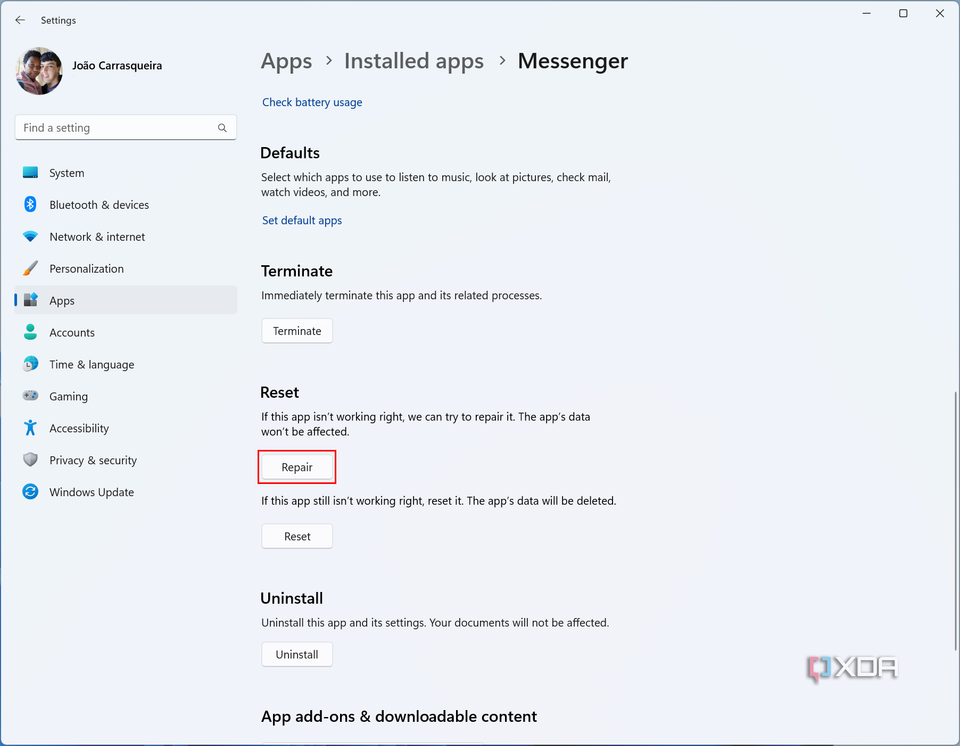 How to repair or reset an app on Windows 11