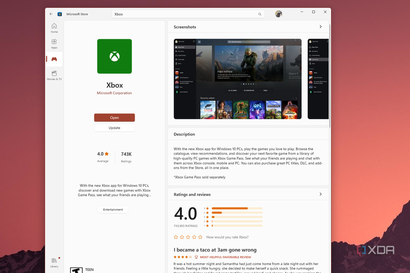 Xboix Game Pass Microsoft Store app