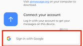The sign in with Google prompt in AirMessage.