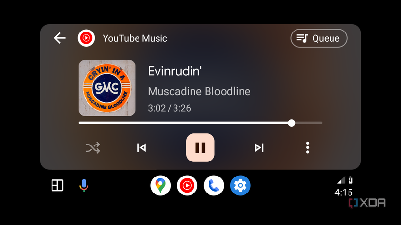 Android Auto screenshot of YouTube Music