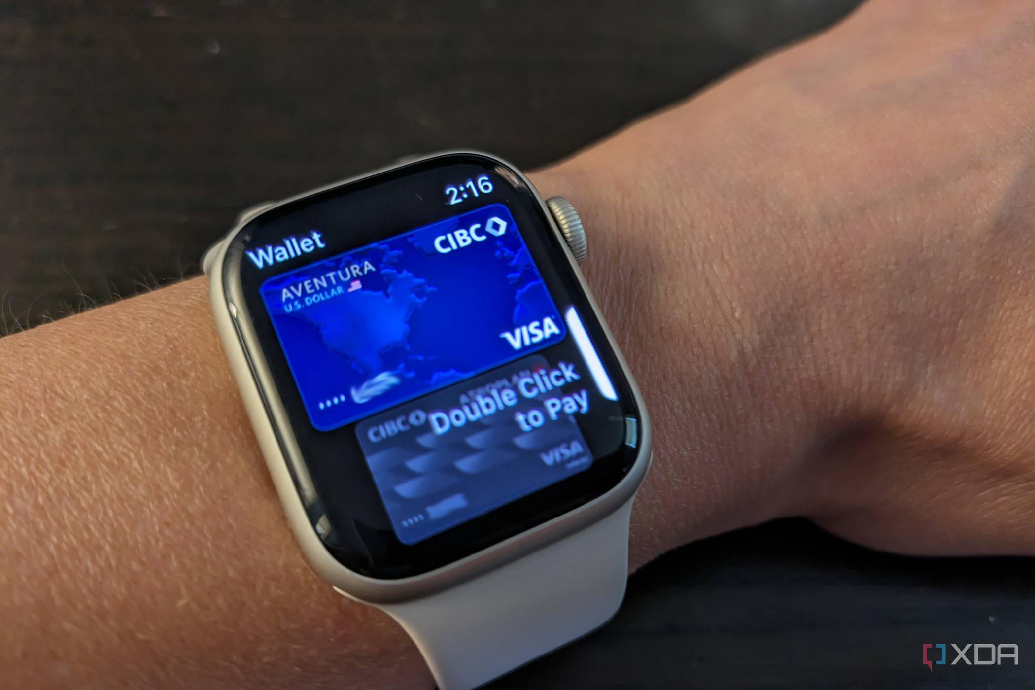 Apple wallet on apple watch showing bank cards