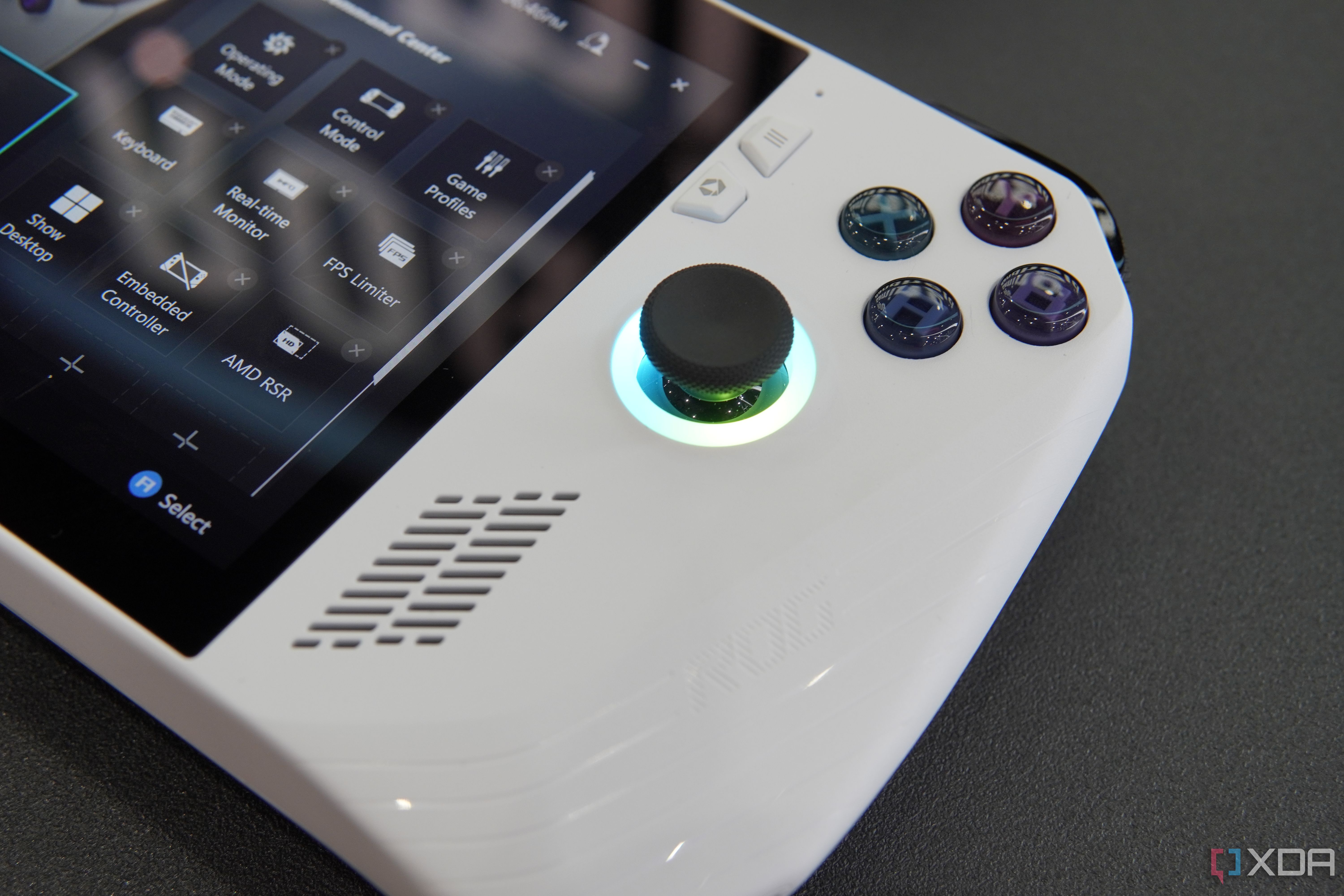 Close-up view of the right-side controls on the Asus ROG Ally