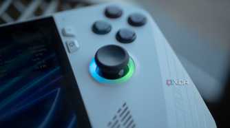 Asus ROG Ally Thumbstick glowing.