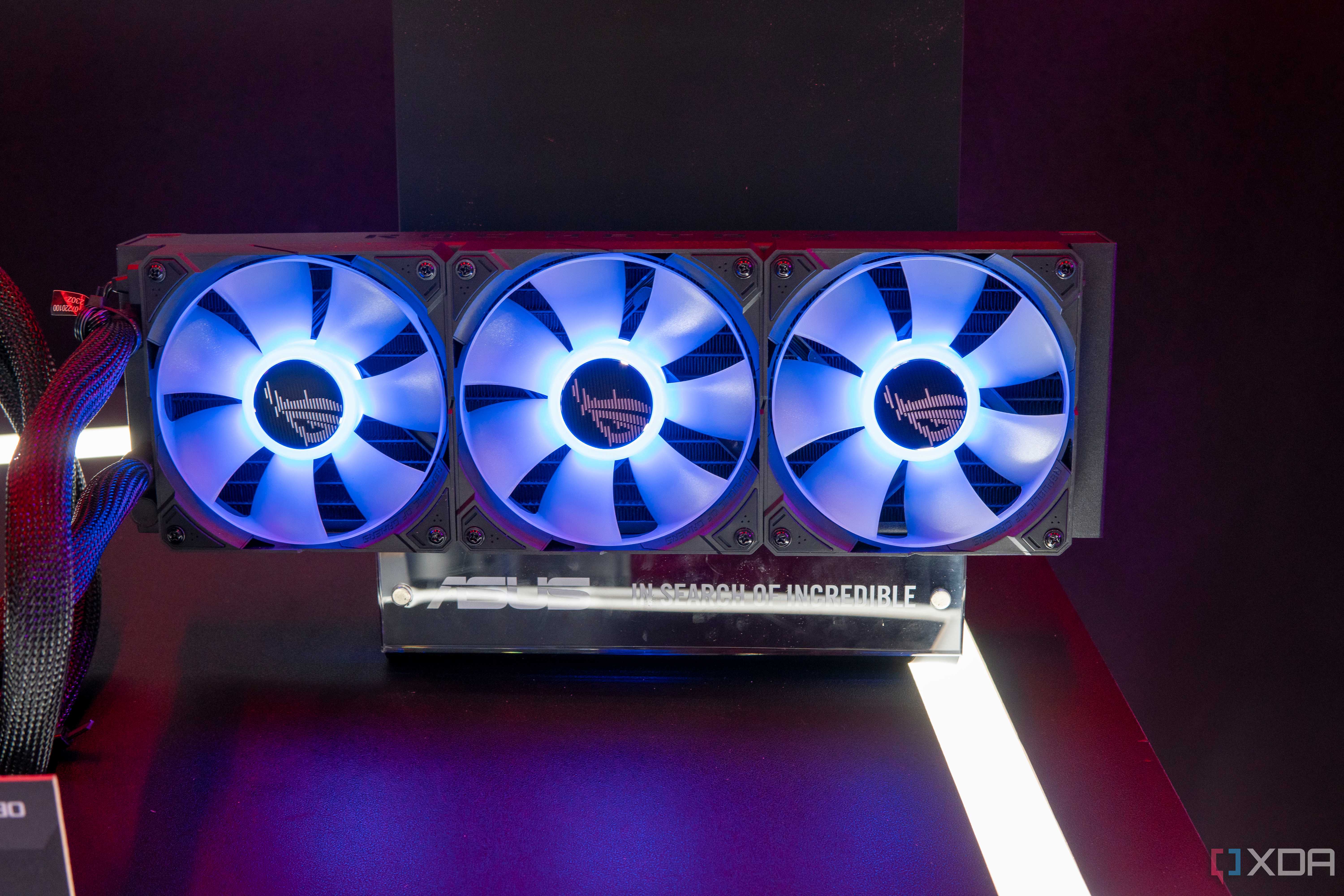 Close-up view of Asus ROG Matrix GeForce RTX 4090 radiator