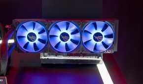 Close-up view of Asus ROG Matrix GeForce RTX 4090 radiator