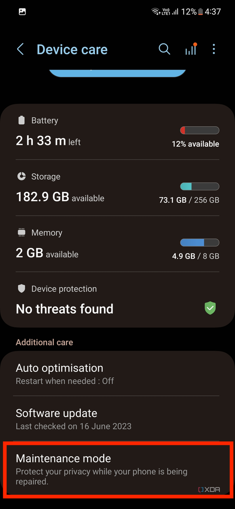 How to use Maintenance Mode on a Samsung Galaxy device