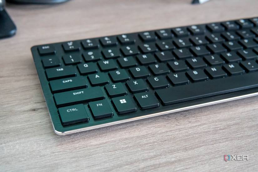 Close-up view of the bottom left corner of the Cherry KW X ULP
