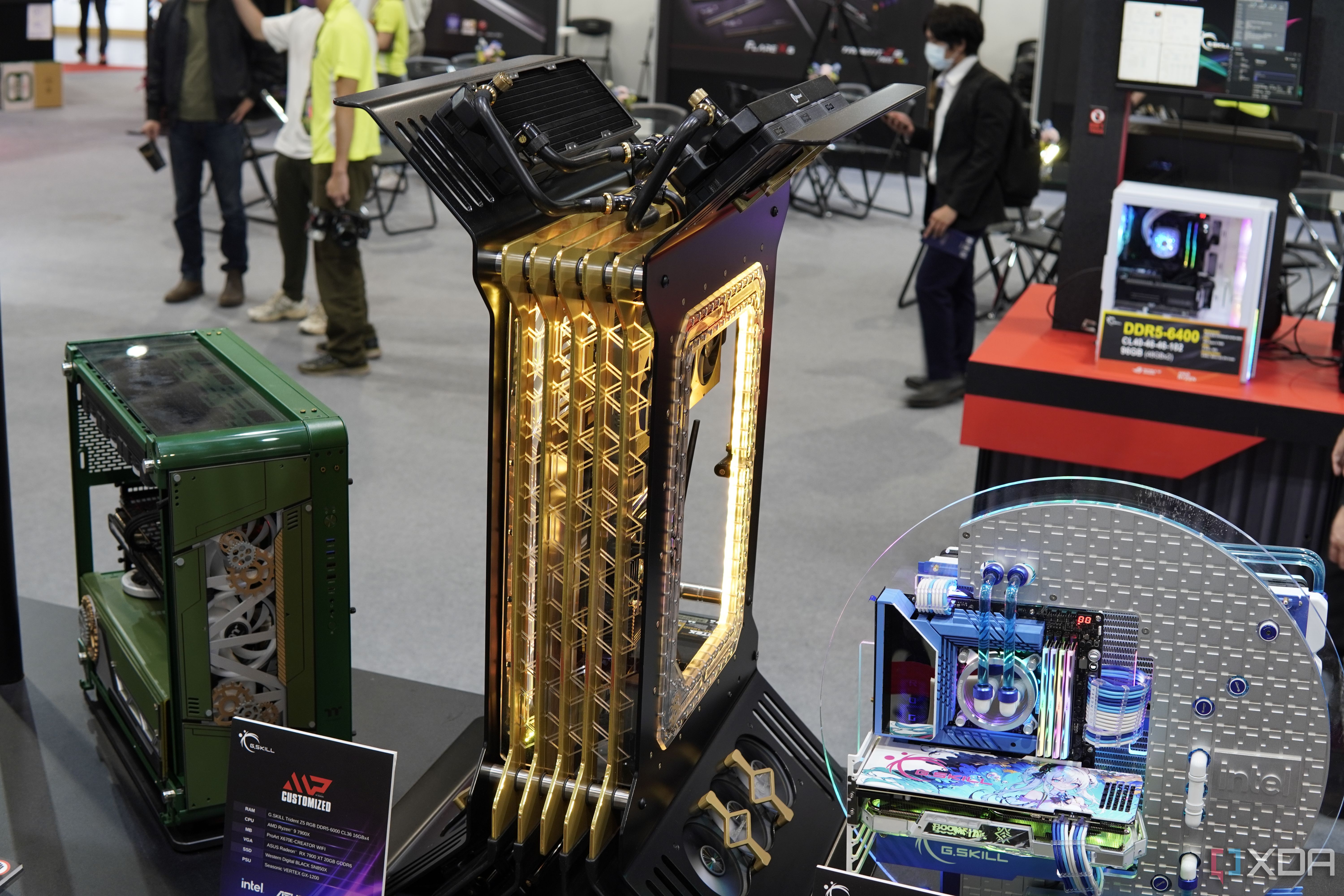 A custom PC design with radiators housed outside the main chassis and forming an X-like shape
