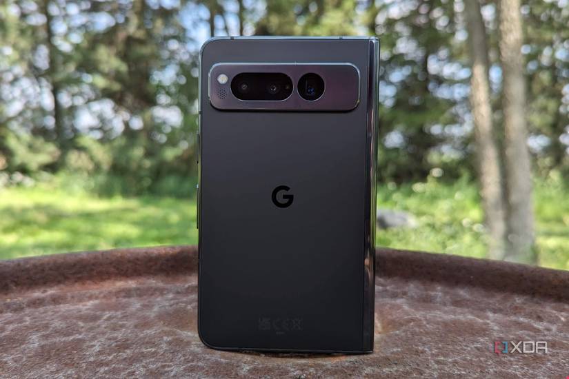 The back of a Google Pixel Fold while standing up