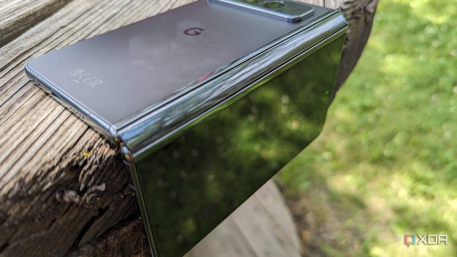 Google Pixel Fold hanging off edge of a table