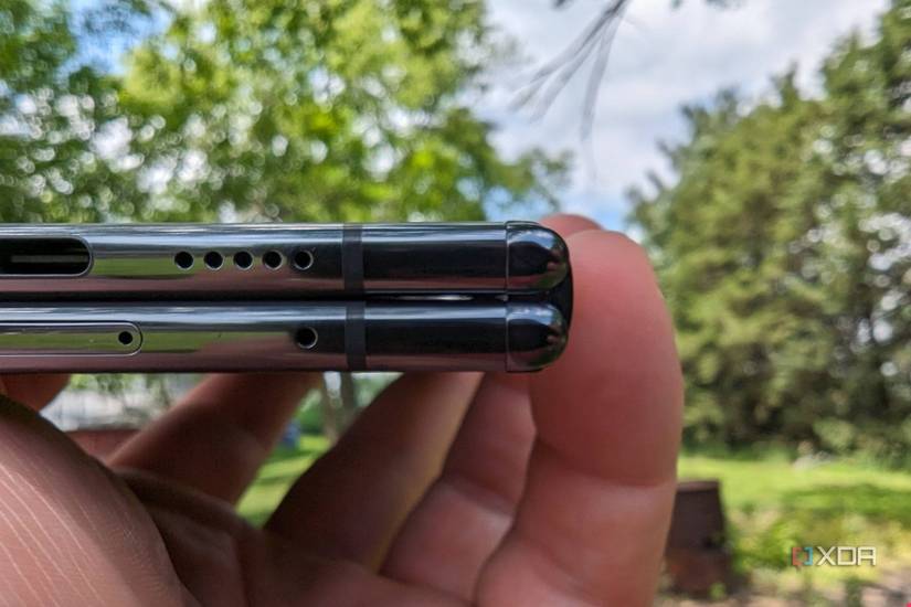 Google Pixel Fold closed and looking at it from the bottom
