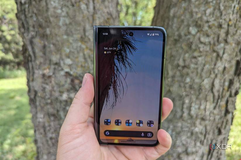 Google Pixel Fold showing the cover display
