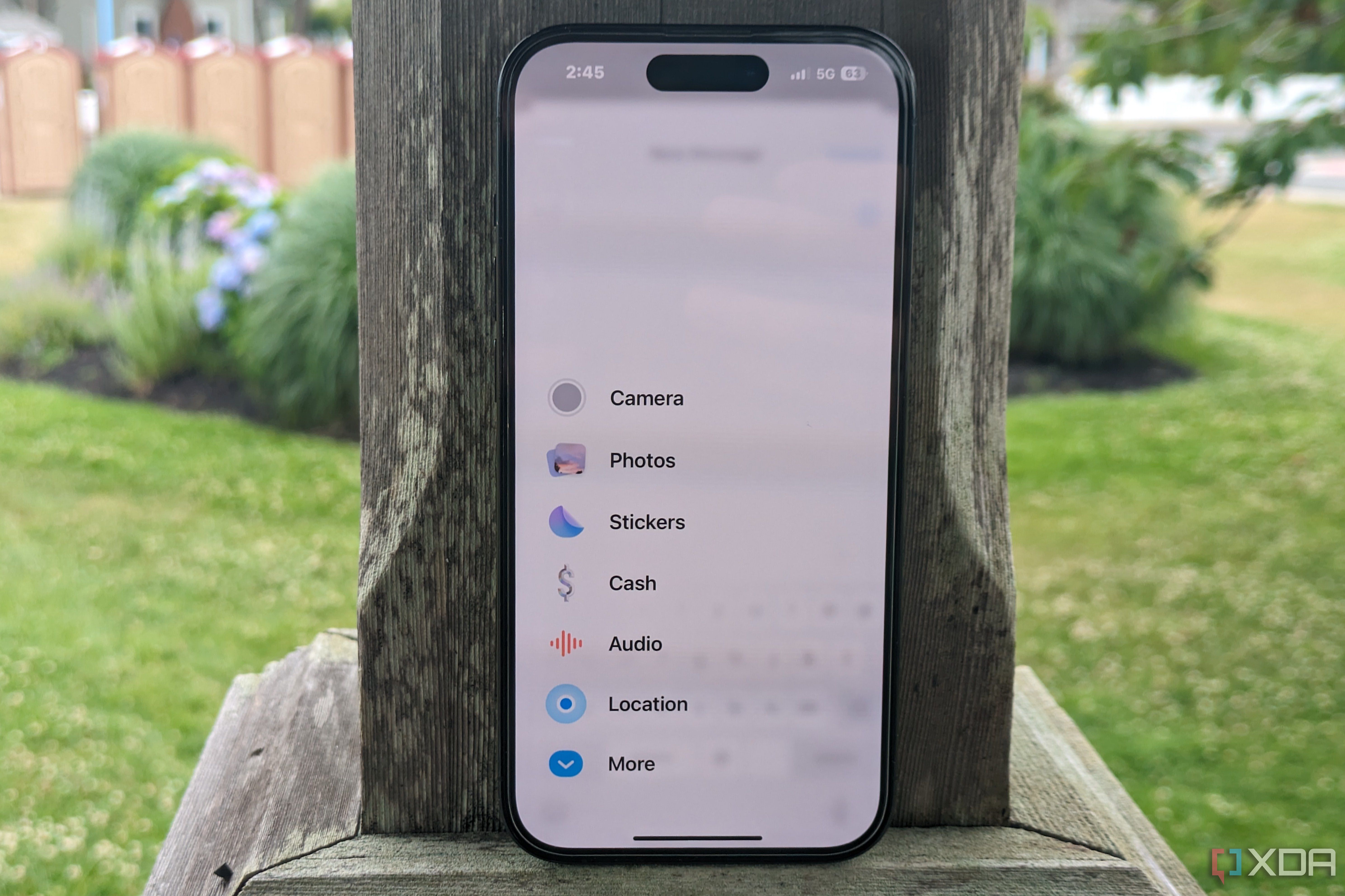 The new menu to add attachments in Messages.