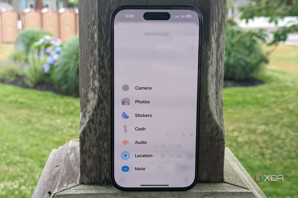 The new menu to add attachments in Messages.