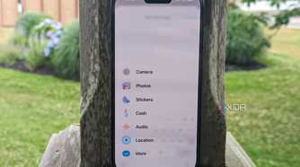 The new menu to add attachments in Messages.