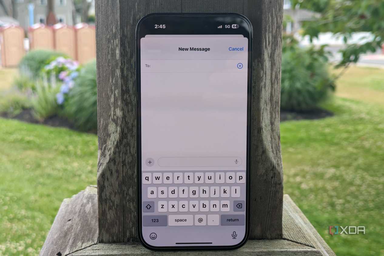 The Messages app on iOS 17 running on an iPhone 14 Pro.