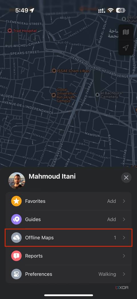 offline maps section in Apple Maps