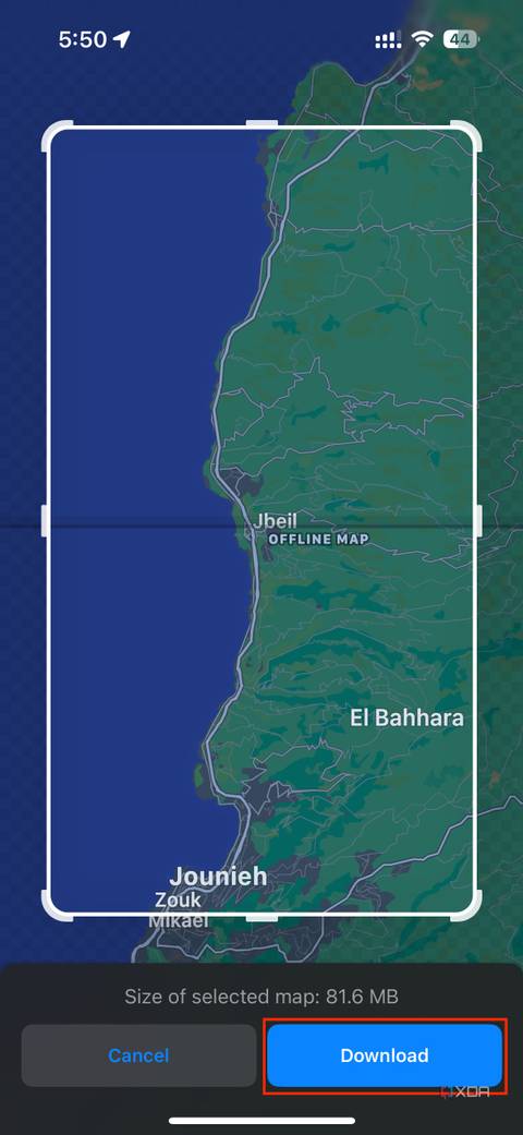 choosing the borders of an offline map