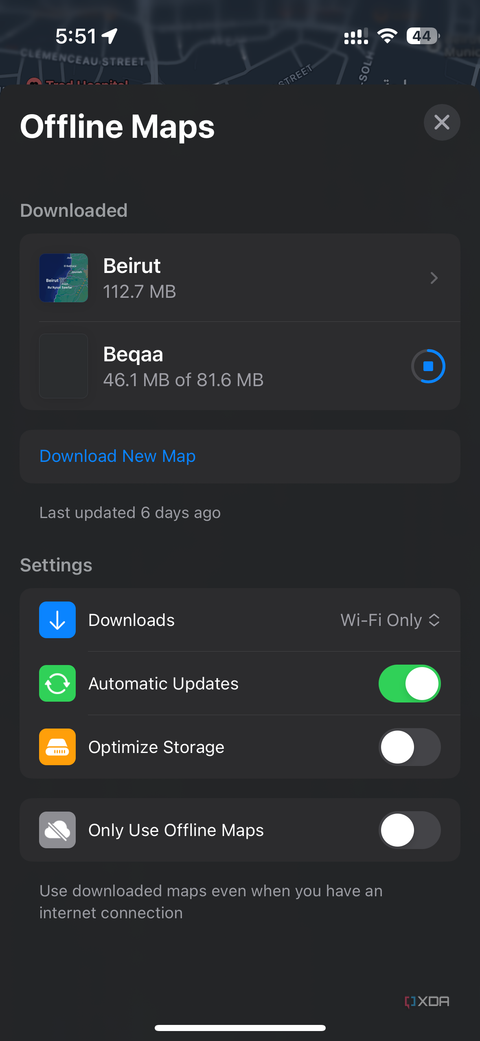 offline map download in progress