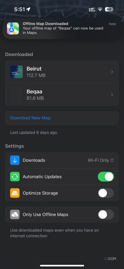 offline map downloaded notification