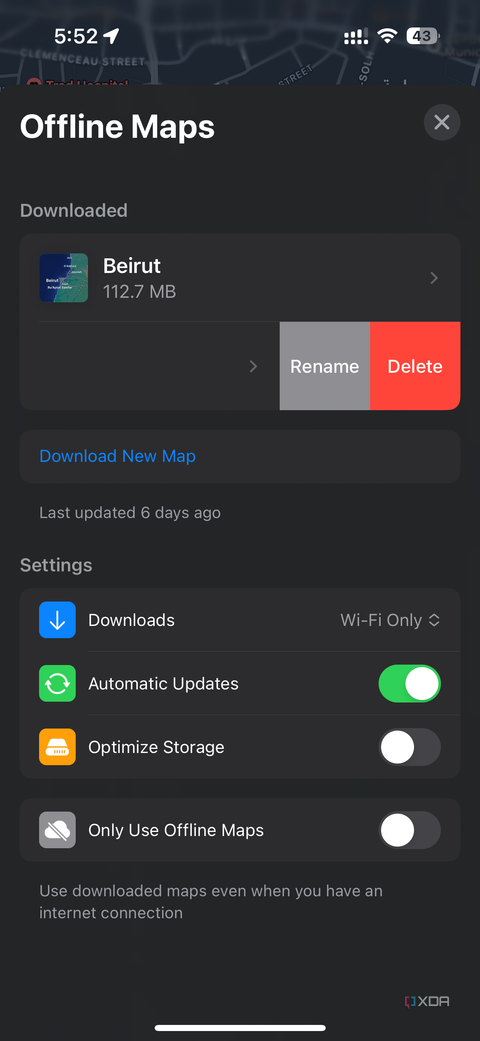 swipe left to delete a city in Apple Maps
