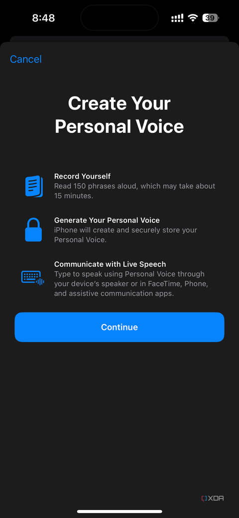 creating your personal voice introduction screen