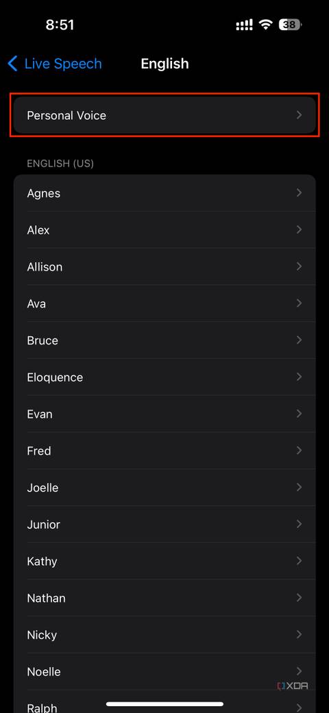 picking a personal voice for the live speech feature on iOS