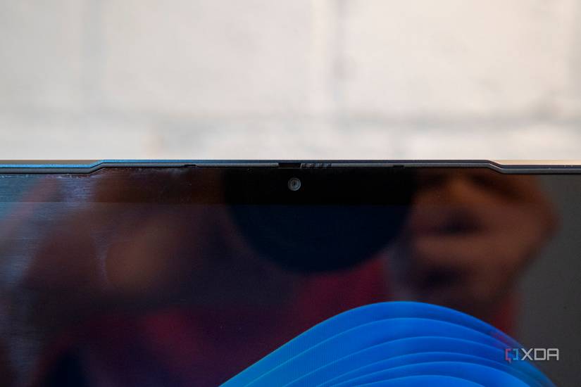 Close-up view of the webcam on the Lenovo IdeaPad Flex 5i