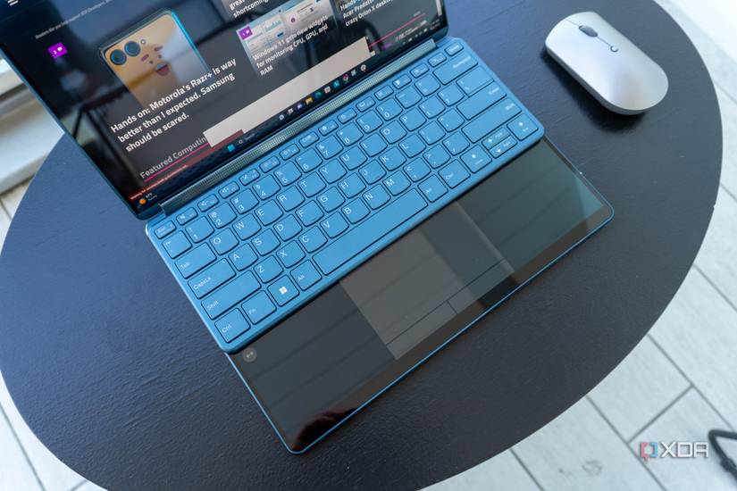 The Yoga Book 9i with the detachable keyboard on top.