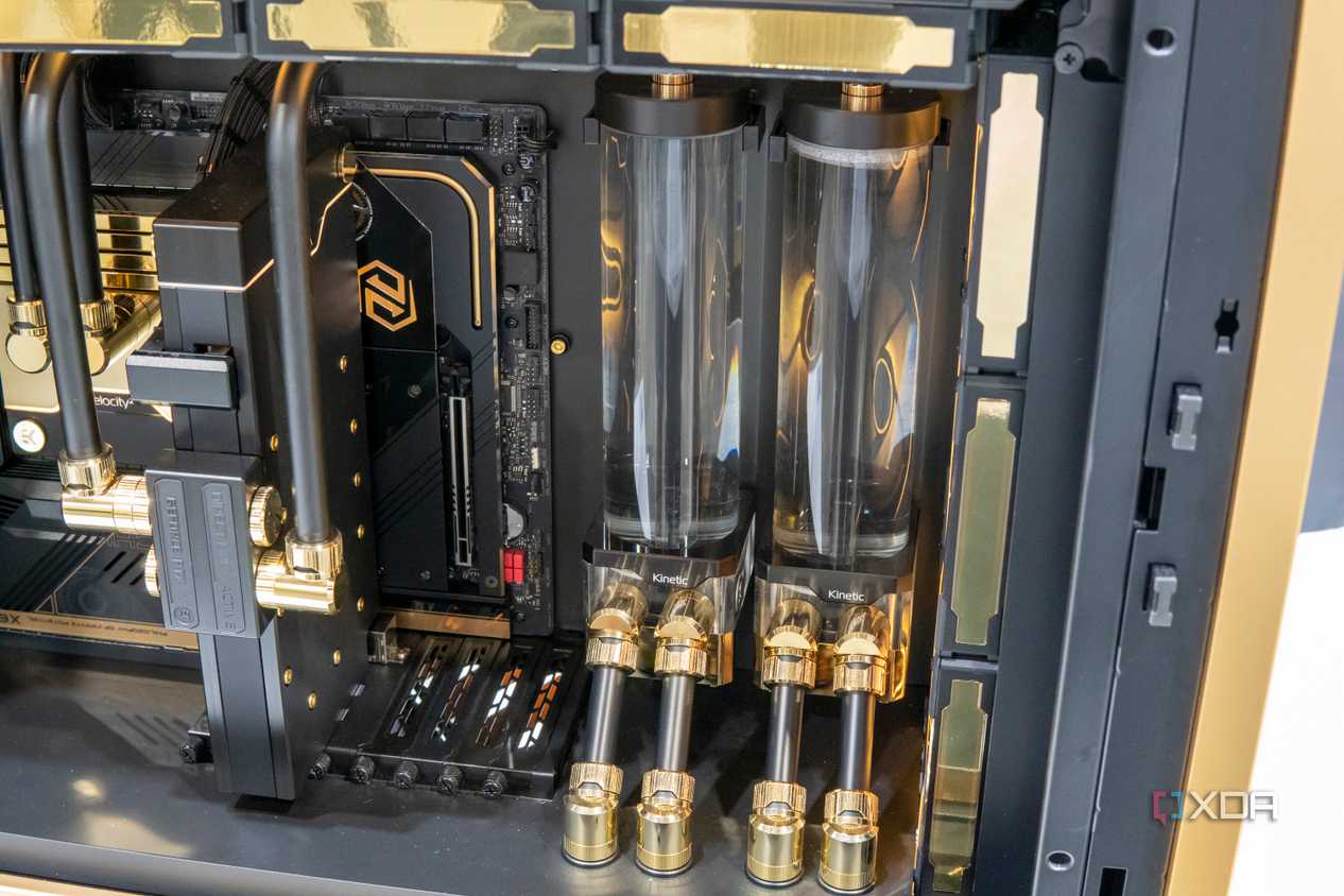 Close-up view of the Lian Li V3000 Plus Gold Edition