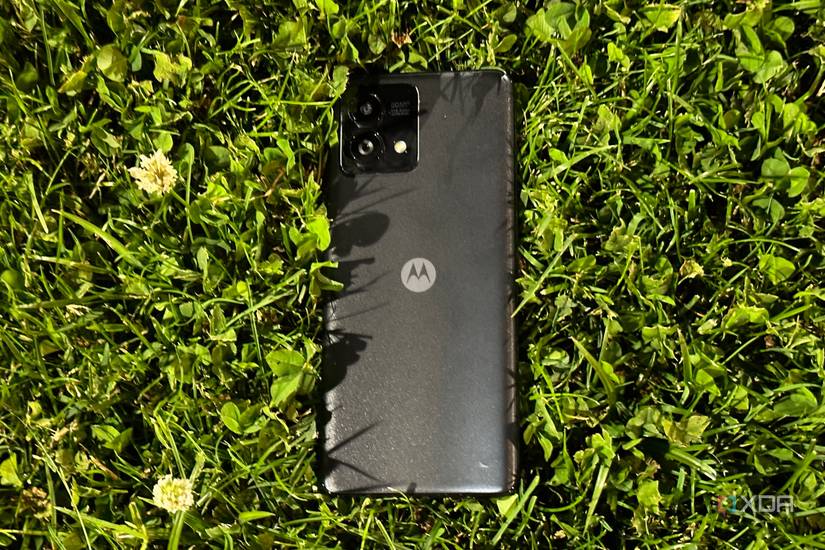 The Moto G Stylus (2023) on the grass.
