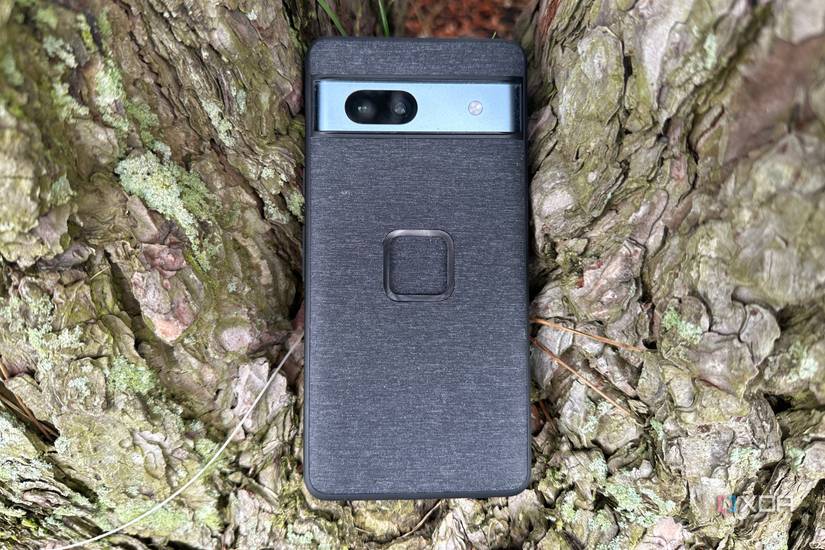 Peak Design's Everyday Case resting on a tree outdoors.