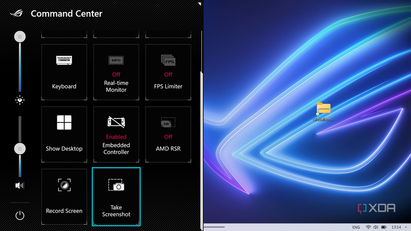Command Center screenshot option.