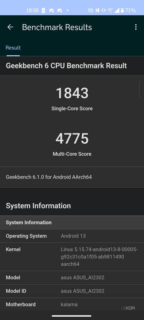 Asus Zenfone 10 Geekbench 6 high performance mode