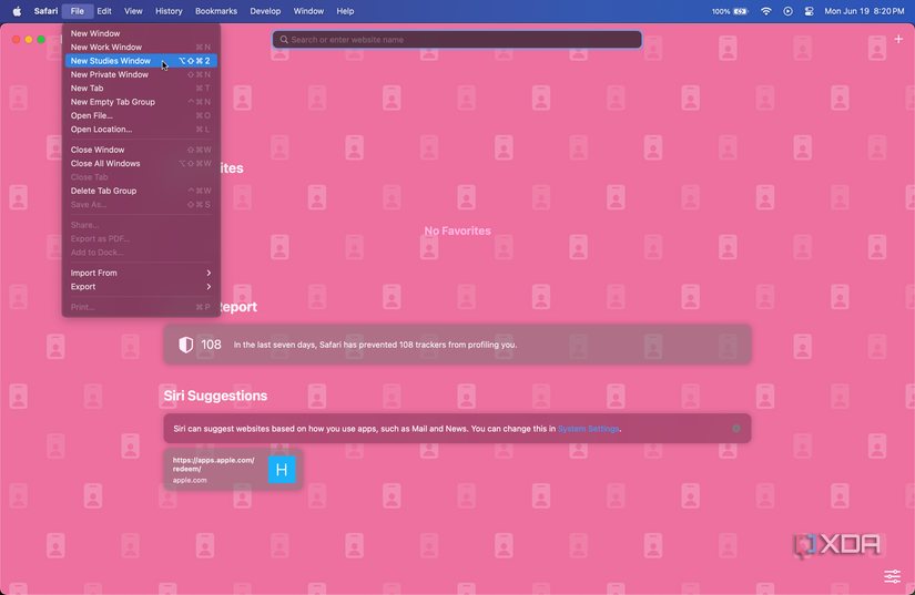 New studies window button in menubar