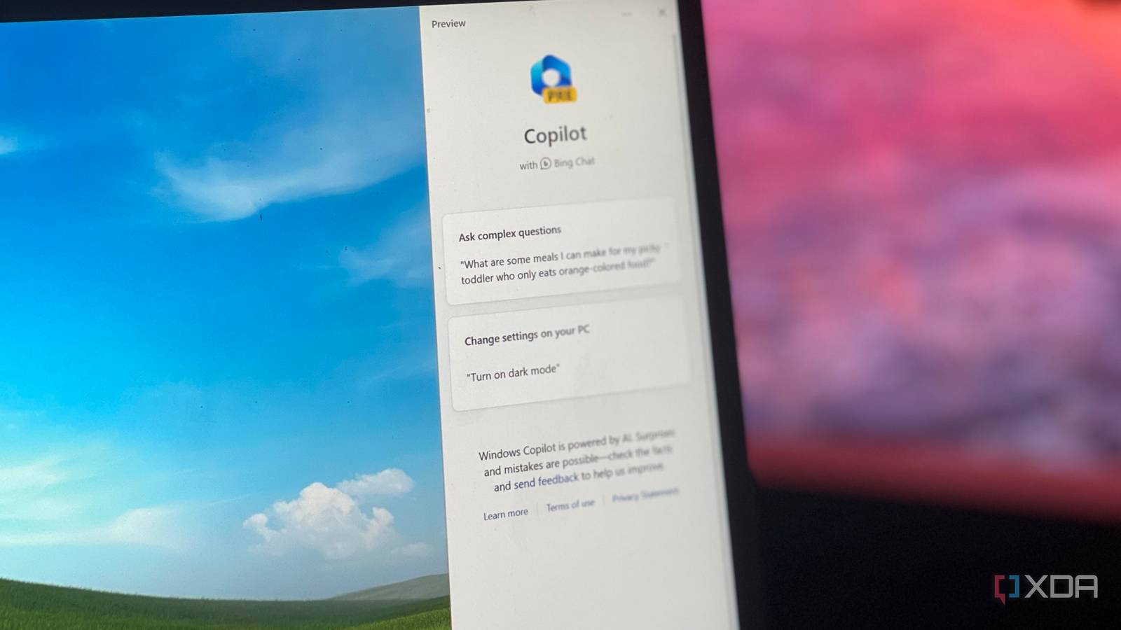 A shot of Windows Copilot on a computer screen