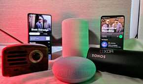 YouTube Music and Spotify on phones among speakers