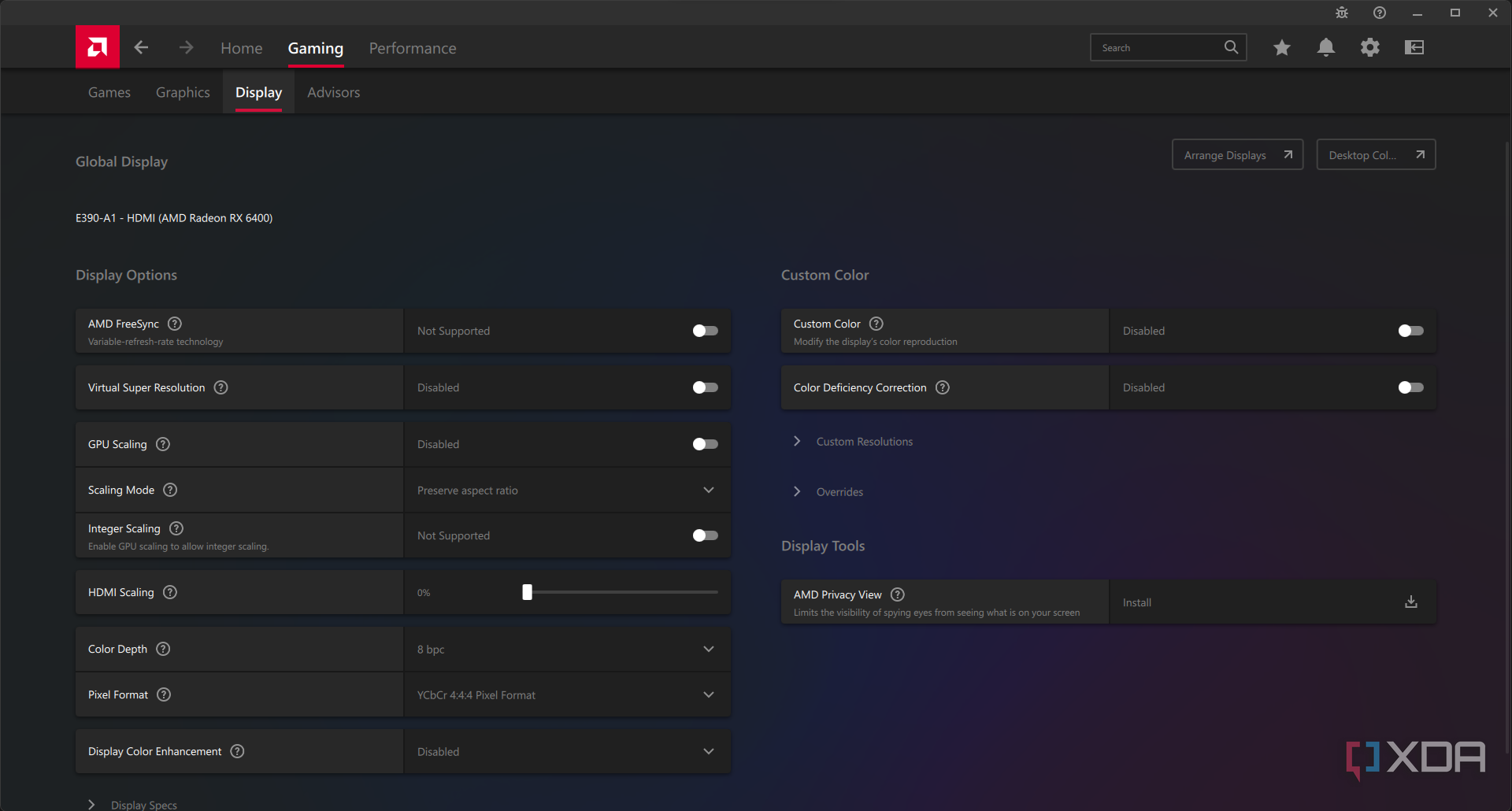 AMD Radeon Adrenaline Display.