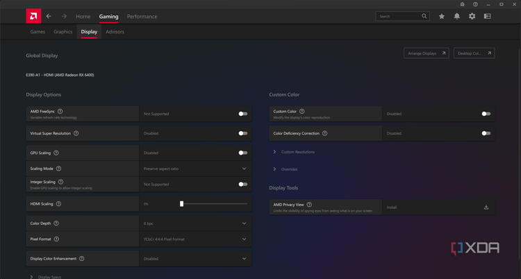 AMD Radeon Adrenaline Display.