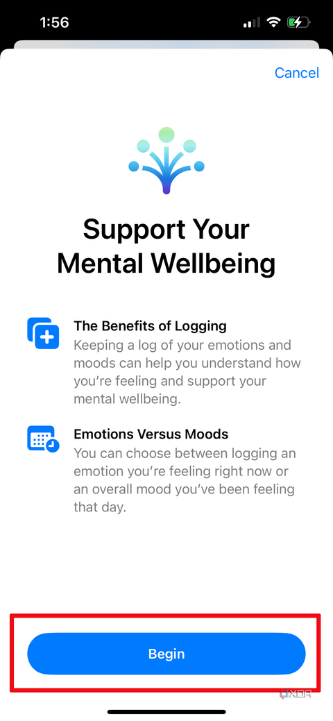 a description of support your mental wellbeing in Apple Health app on iPhone.