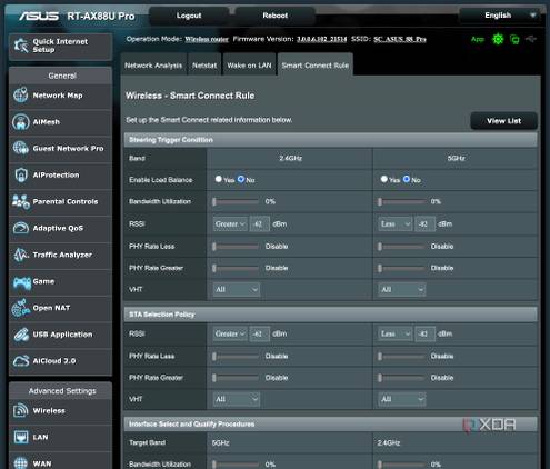 ASUS RT-AX88U Pro Smart Connect Rules in ASUSWRT