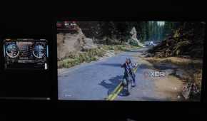 A monitor showing the FPS in Days Gone and another monitor with MSI Afterburner open