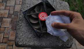 An alcohol wipe and a detached cabinet fan