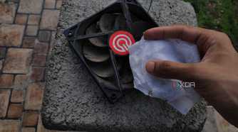An alcohol wipe and a detached cabinet fan