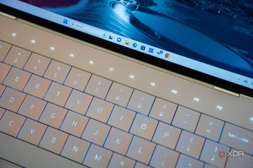 Angled view of function keys on laptop