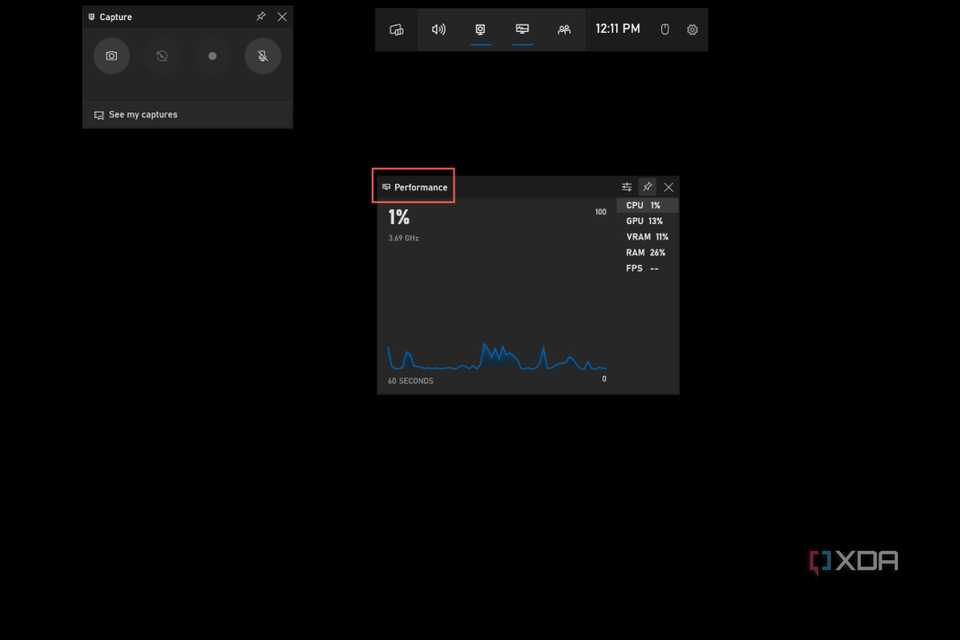 Click and hold the left mouse button on the Performance icon