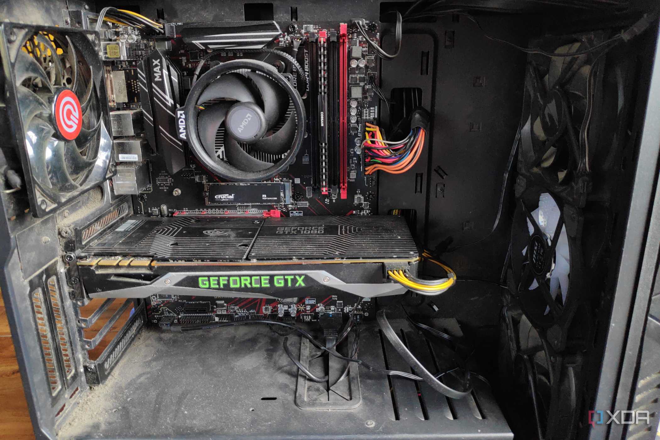 Detailed view of a dusty PC