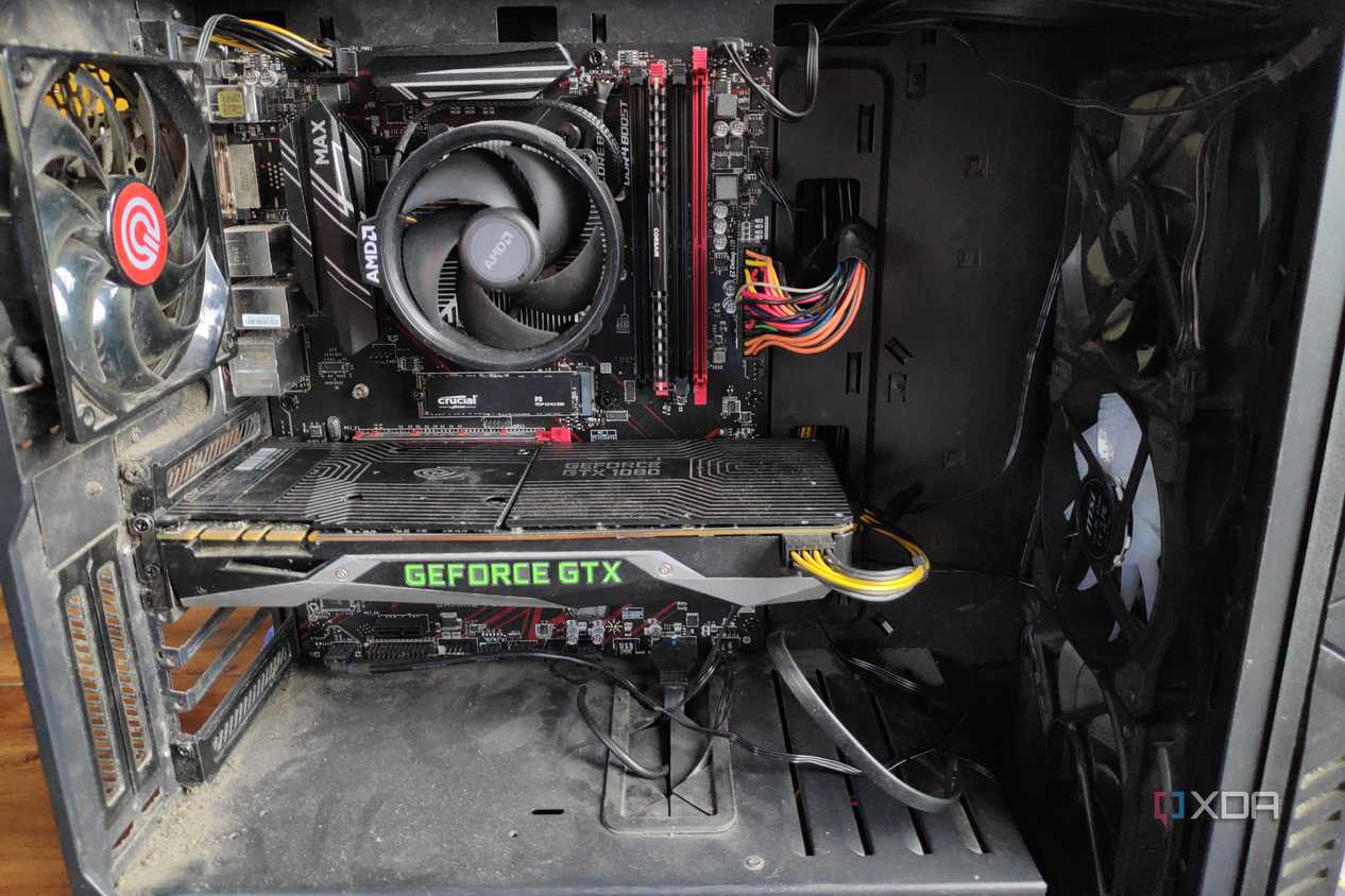 Detailed view of a dusty PC