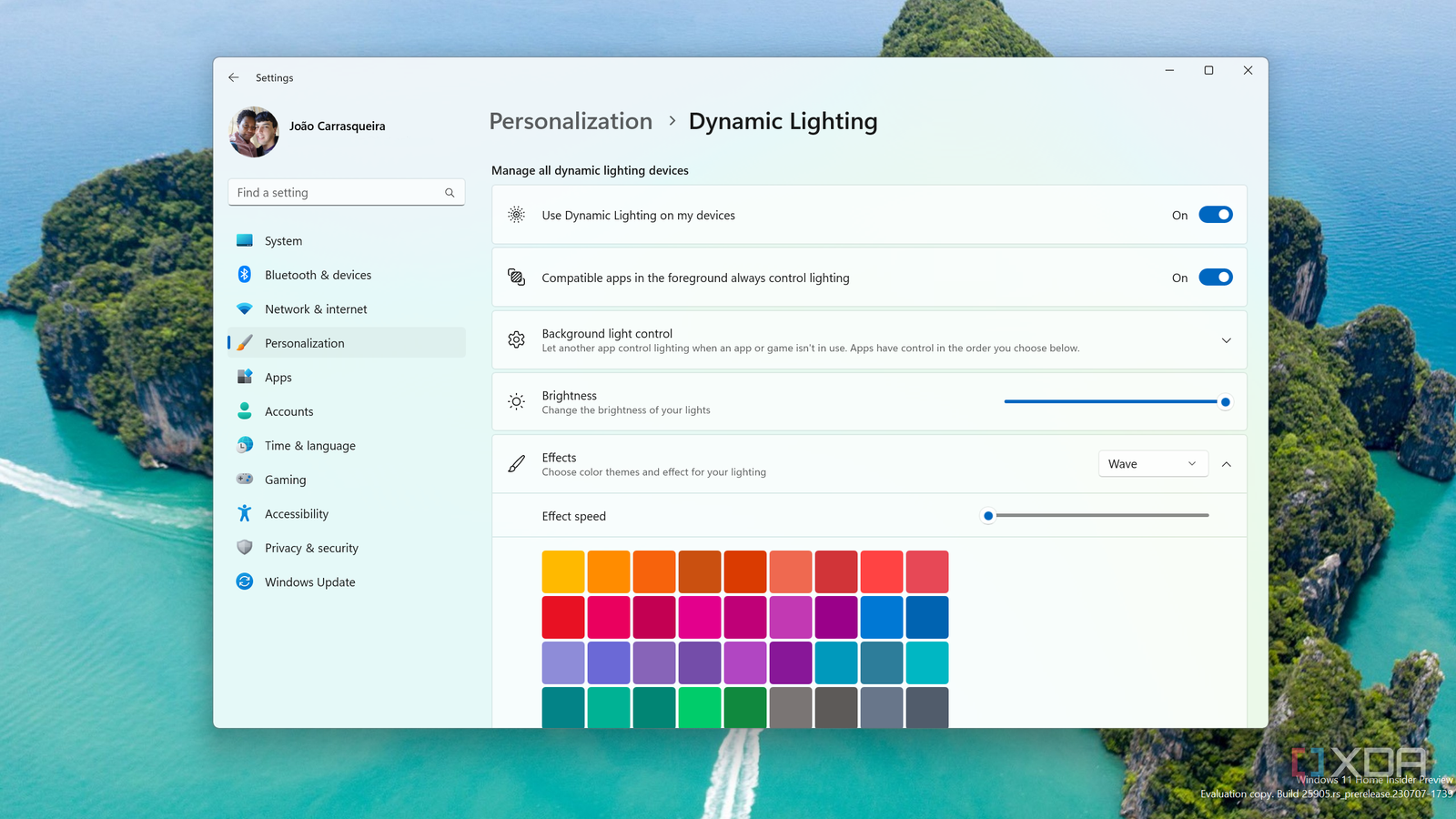 Windows 11 Dynamic Lighting settings screenshot