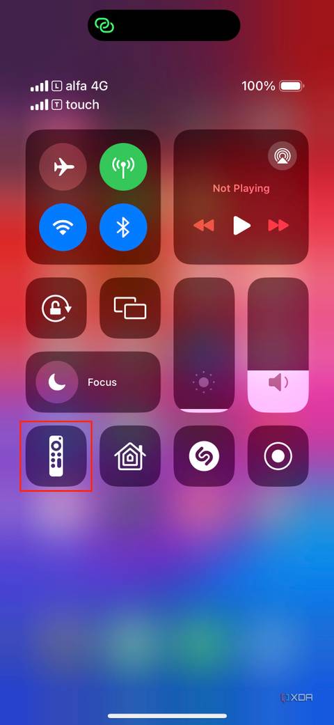 Apple TV Remote toggle in Control Center on iOS